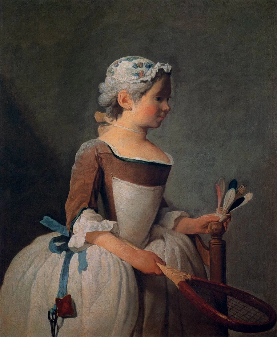 Jean Siméon Chardin - 117, Ragazza con racchetta e volano, Galleria degli Uffizi, Firenze